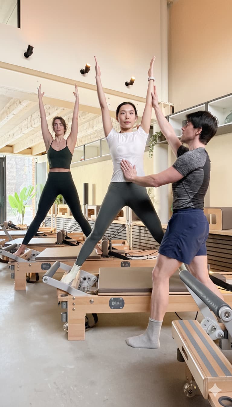 Pilates instructeur geeft correctie